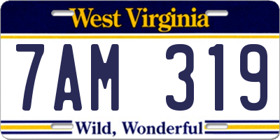 WV license plate 7AM319
