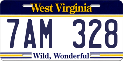 WV license plate 7AM328