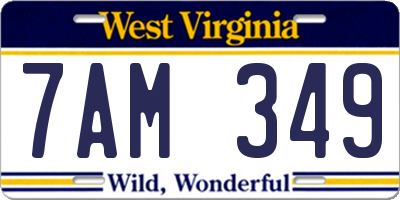 WV license plate 7AM349