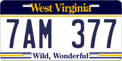 WV license plate 7AM377