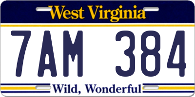WV license plate 7AM384