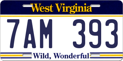 WV license plate 7AM393