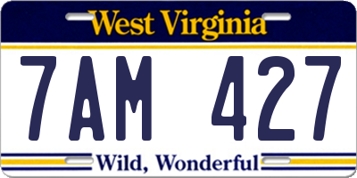 WV license plate 7AM427
