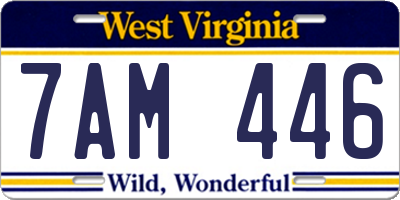 WV license plate 7AM446
