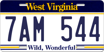 WV license plate 7AM544