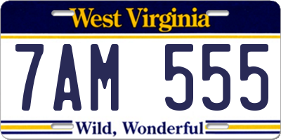 WV license plate 7AM555