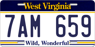 WV license plate 7AM659