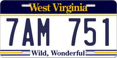 WV license plate 7AM751