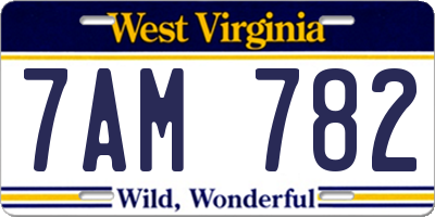 WV license plate 7AM782