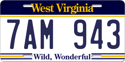 WV license plate 7AM943