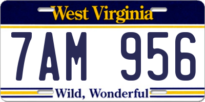WV license plate 7AM956