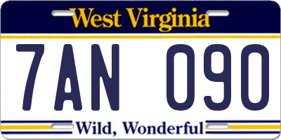 WV license plate 7AN090