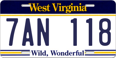 WV license plate 7AN118