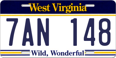 WV license plate 7AN148