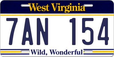 WV license plate 7AN154