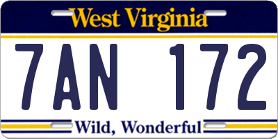 WV license plate 7AN172