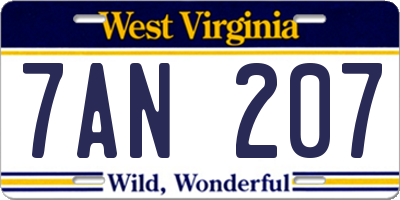 WV license plate 7AN207