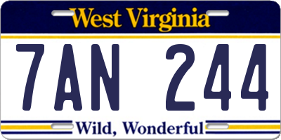 WV license plate 7AN244