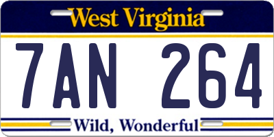 WV license plate 7AN264