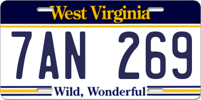 WV license plate 7AN269