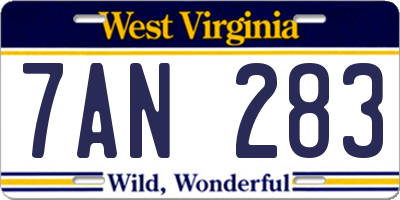 WV license plate 7AN283