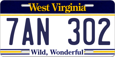 WV license plate 7AN302