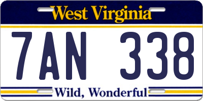 WV license plate 7AN338