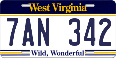 WV license plate 7AN342