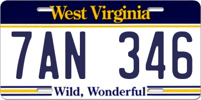 WV license plate 7AN346