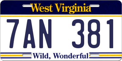 WV license plate 7AN381