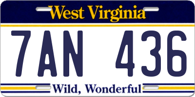 WV license plate 7AN436
