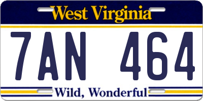 WV license plate 7AN464