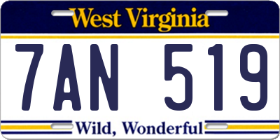 WV license plate 7AN519