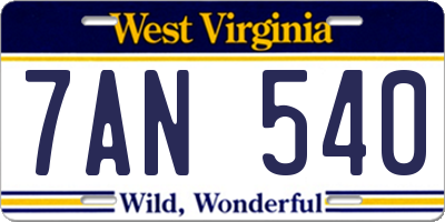 WV license plate 7AN540