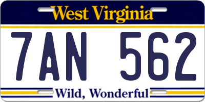 WV license plate 7AN562