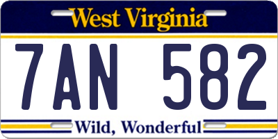 WV license plate 7AN582