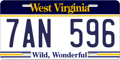 WV license plate 7AN596