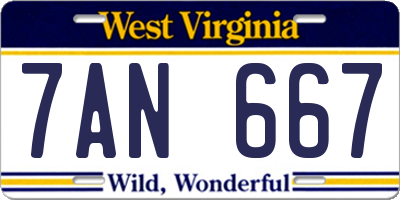 WV license plate 7AN667