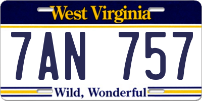 WV license plate 7AN757