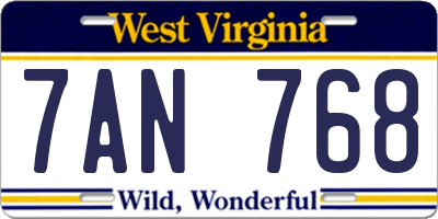WV license plate 7AN768