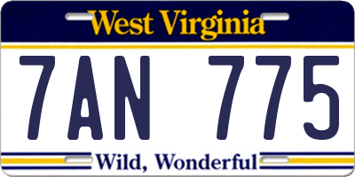 WV license plate 7AN775