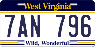 WV license plate 7AN796