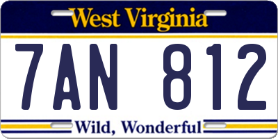 WV license plate 7AN812