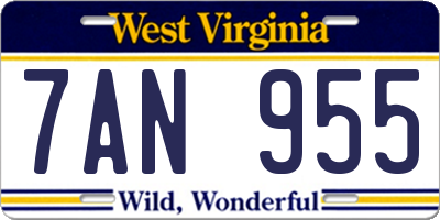 WV license plate 7AN955