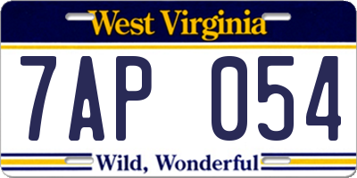 WV license plate 7AP054