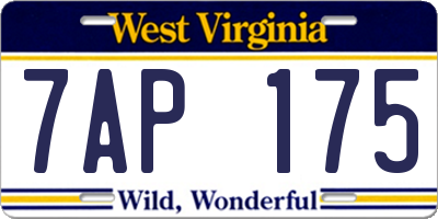 WV license plate 7AP175