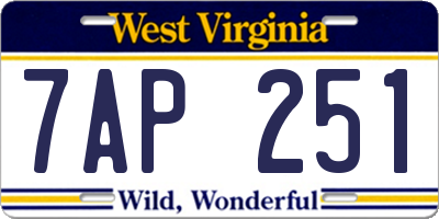 WV license plate 7AP251