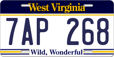 WV license plate 7AP268