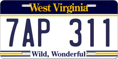 WV license plate 7AP311