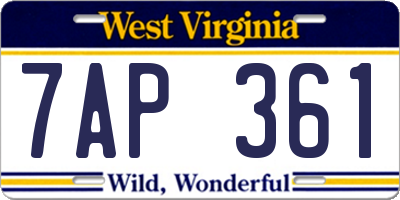 WV license plate 7AP361